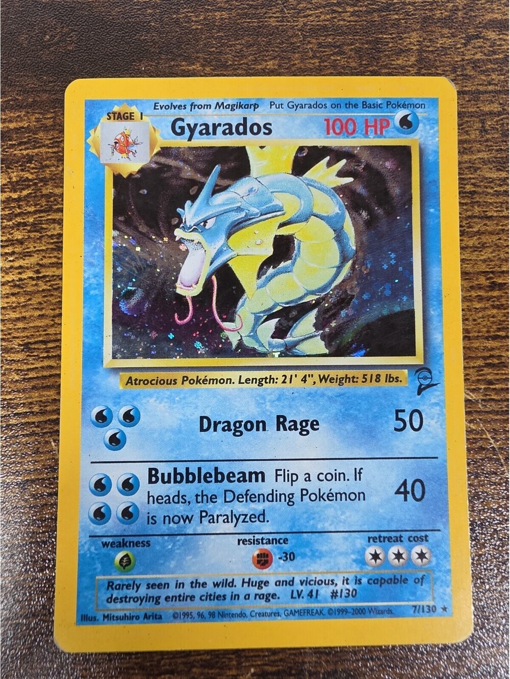 Pokemon TCG Gyarados 7/130 Base Set 2 Holo Rare LP